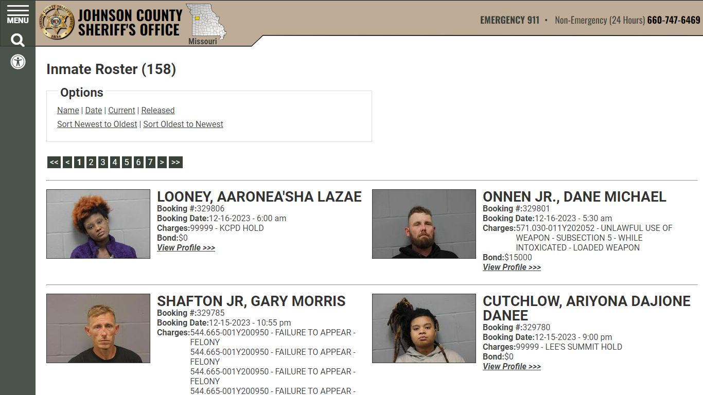 Inmate Roster (161) - Johnson County Sheriff MO